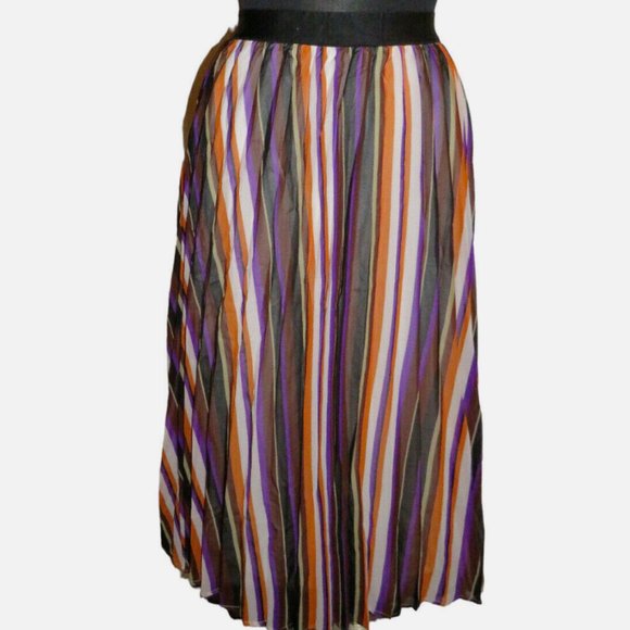 Ashley Stewart Women's Multi Striped Pull On Midi Skirt Plus Size 26-28 - Picture 2 of 7